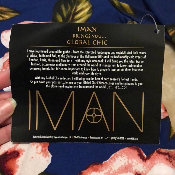 IMAN Global Chic Blue and Pink Floral Tunic Top - Picture 5 of 12